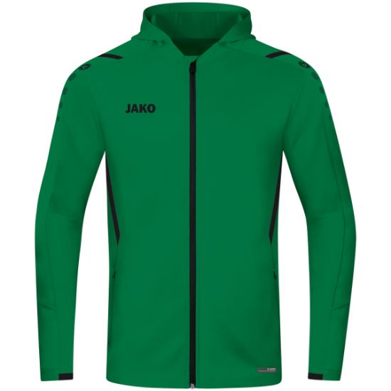 Afbeeldingen van Jas met kap Challenge sportgroen/zwart
