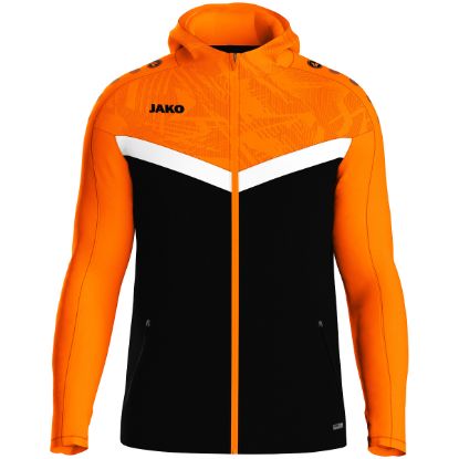 Afbeeldingen van Jas met kap Iconic  zwart/fluo oranje