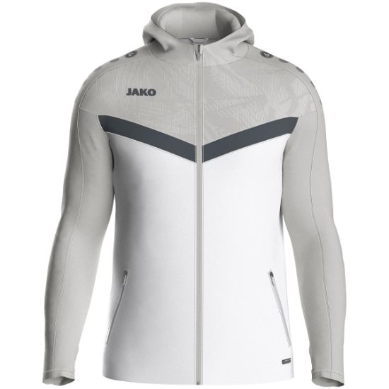 Afbeeldingen van Jas met kap Iconic  wit/zachtgrijs/antra light
