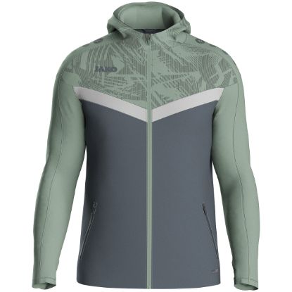 Afbeeldingen van Jas met kap Iconic  anthra light/mintgroen/zachtgrijs