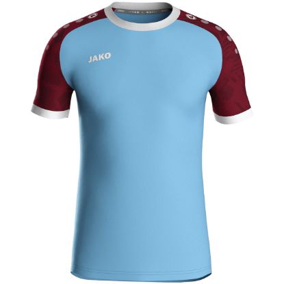 Afbeeldingen van Shirt Iconic KM zachtblauw/wijnrood