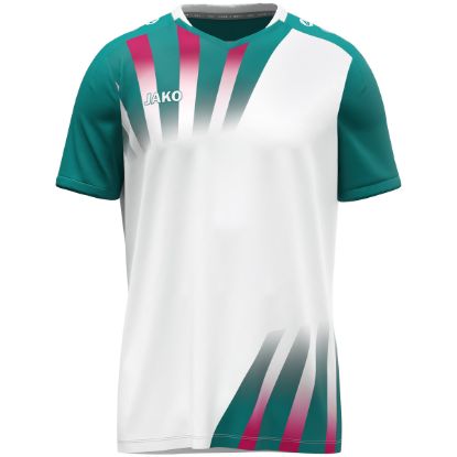 Afbeeldingen van Shirt Vintage KM wit/turkoois